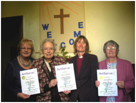 From left to right: Angela Hurford, Pat Gallop, Rev Michelle Ireland and Elaine Symes with their awards for long service as church organists.